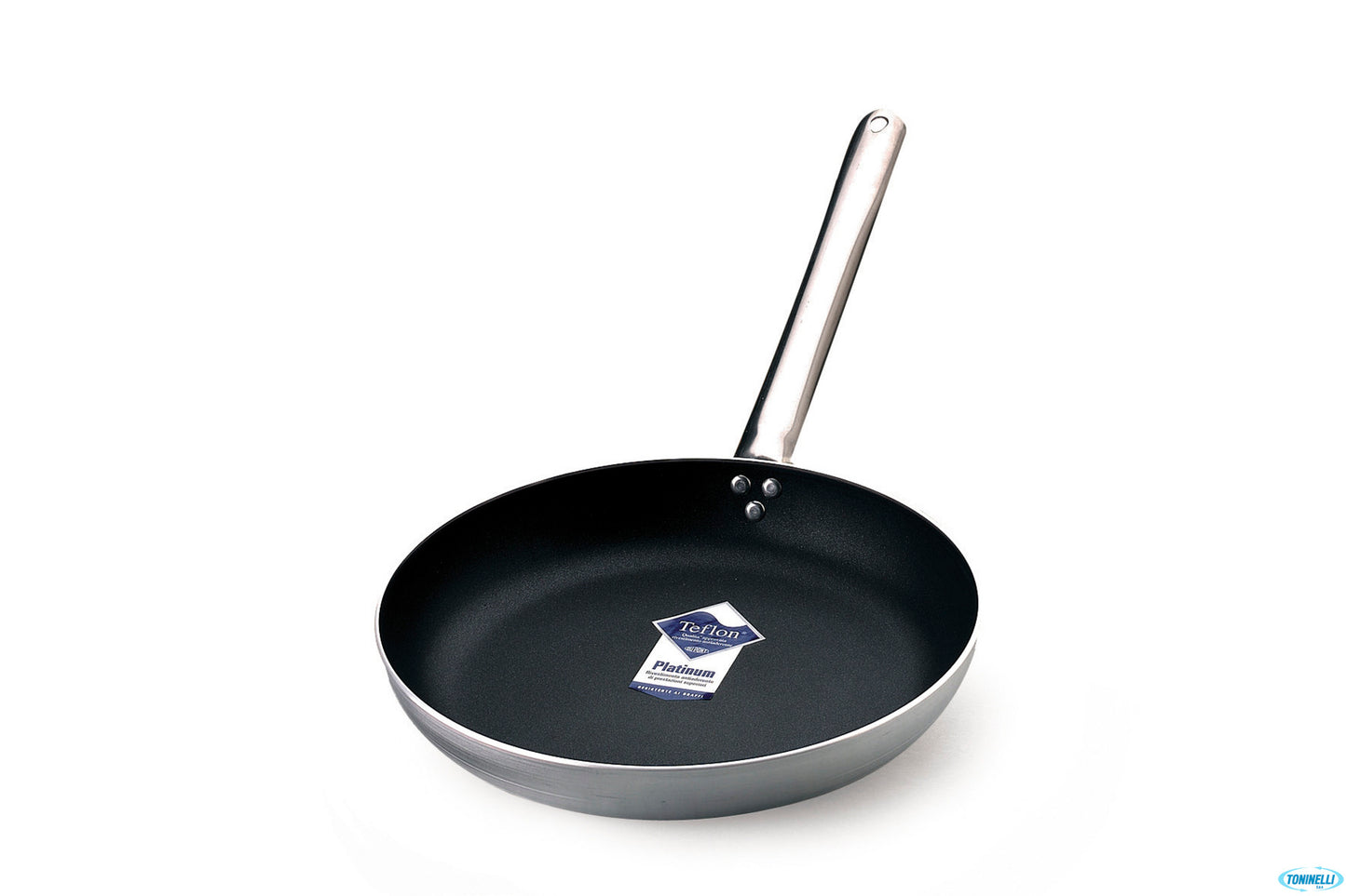 Padella Svasata Bassa Alluminio 3 Mm Antiaderente Con Manico Tubolare Inox Cm 20 H 4,5