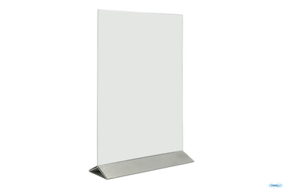 Portaposter Da Tavolo In Acrilico Con Base In Acciaio Inox Formato A4, Cm 20,7X33,2X7,5 Pft-Acm-