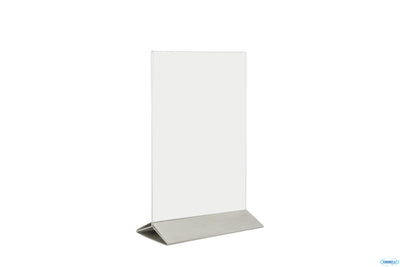 Portaposter Da Tavolo In Acrilico Con Base In Acciaio Inox Formato A5, Cm 15,7X24,3X7,4 Pft-Acm-