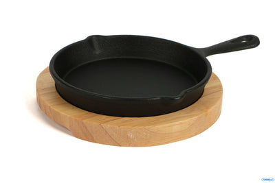 Professional Think-Casseruola 1 Manico Ghisa Tonda Cm.14 Con Base Legno Yy079-7