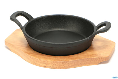 Professional Think-Casseruola 2 Manici Ghisa Tonda Cm.16 Con Base Legno Yy8051