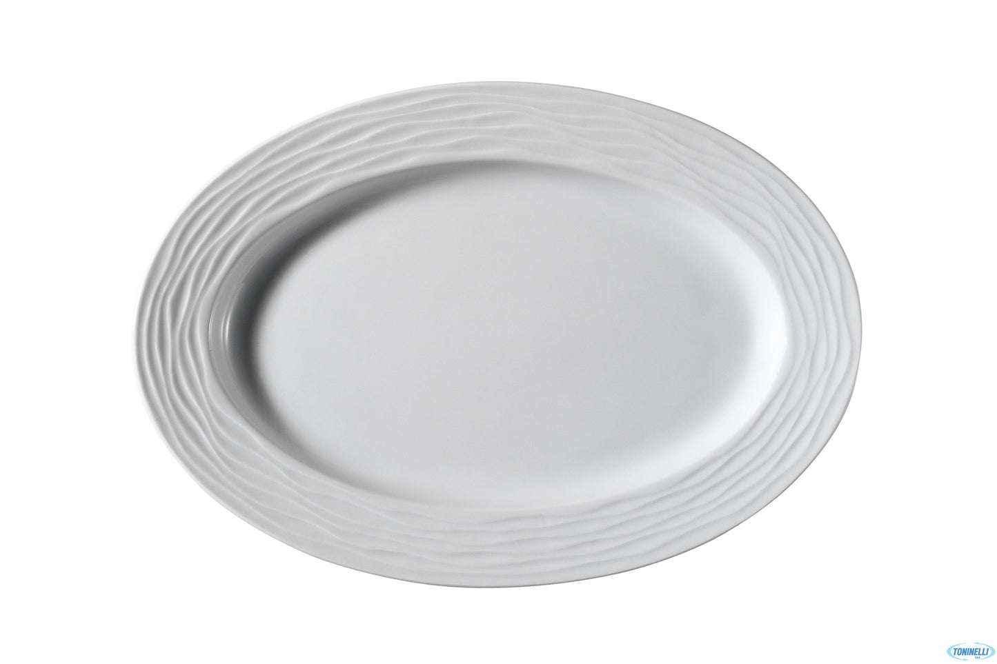 Vassoio Ovale Sea Wave Bianco Ø Cm.32,5x25 - Confezione da 6 Pz.