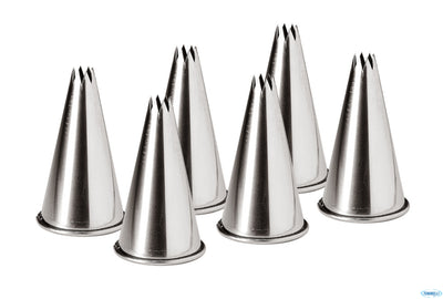 Set 6 Bocchette A Stella Inox - Diametro Bocca Mm4-Mm6-Mm8-Mm10-Mm13-Mm15 Articolo 123784
