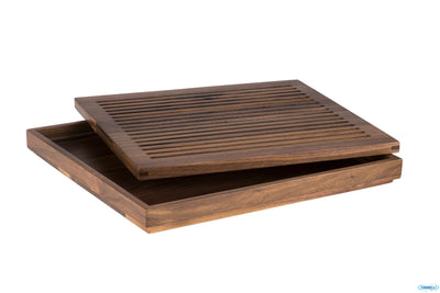 Tagliere Gn 2/3 35,4 X 32,5 Cm, H: 3,5 Cm Legno Di Noce (Oliato) Con Vassoio Raccolta Estraibile