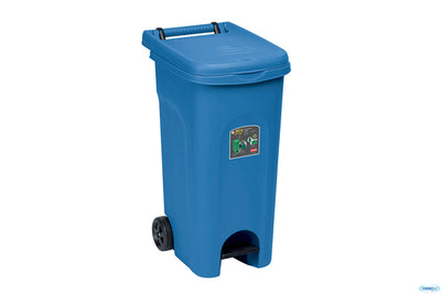 Urban Eco System-Bidone Lt.80 Blu Capri Con Ruote E Pedale 25602
